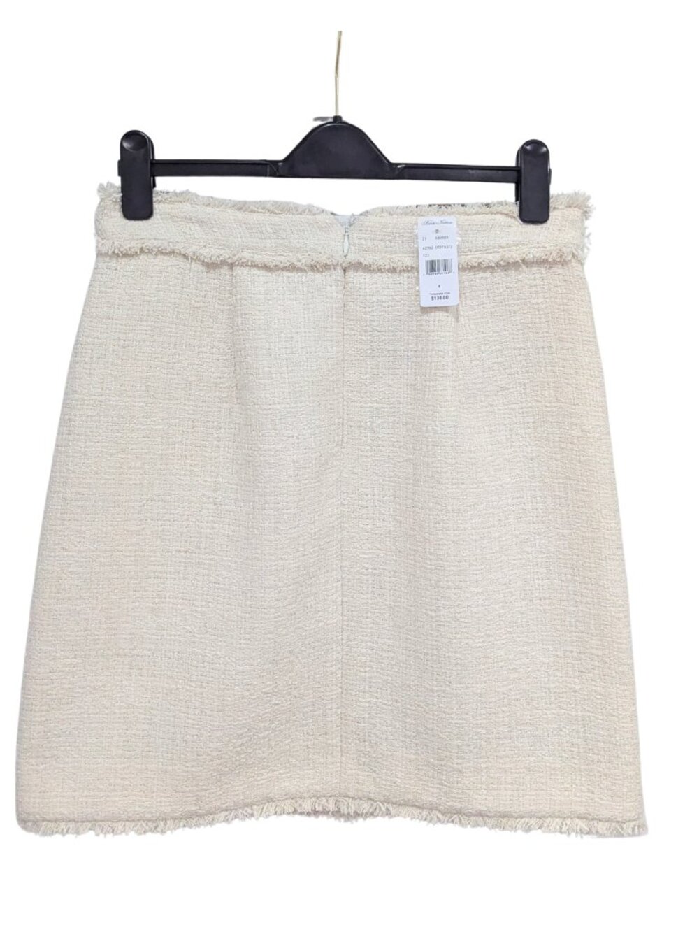 Brooks Brothers Ivory Metallic Tweed Fringe Skirt Size 6 NWT - Picture 3 of 9